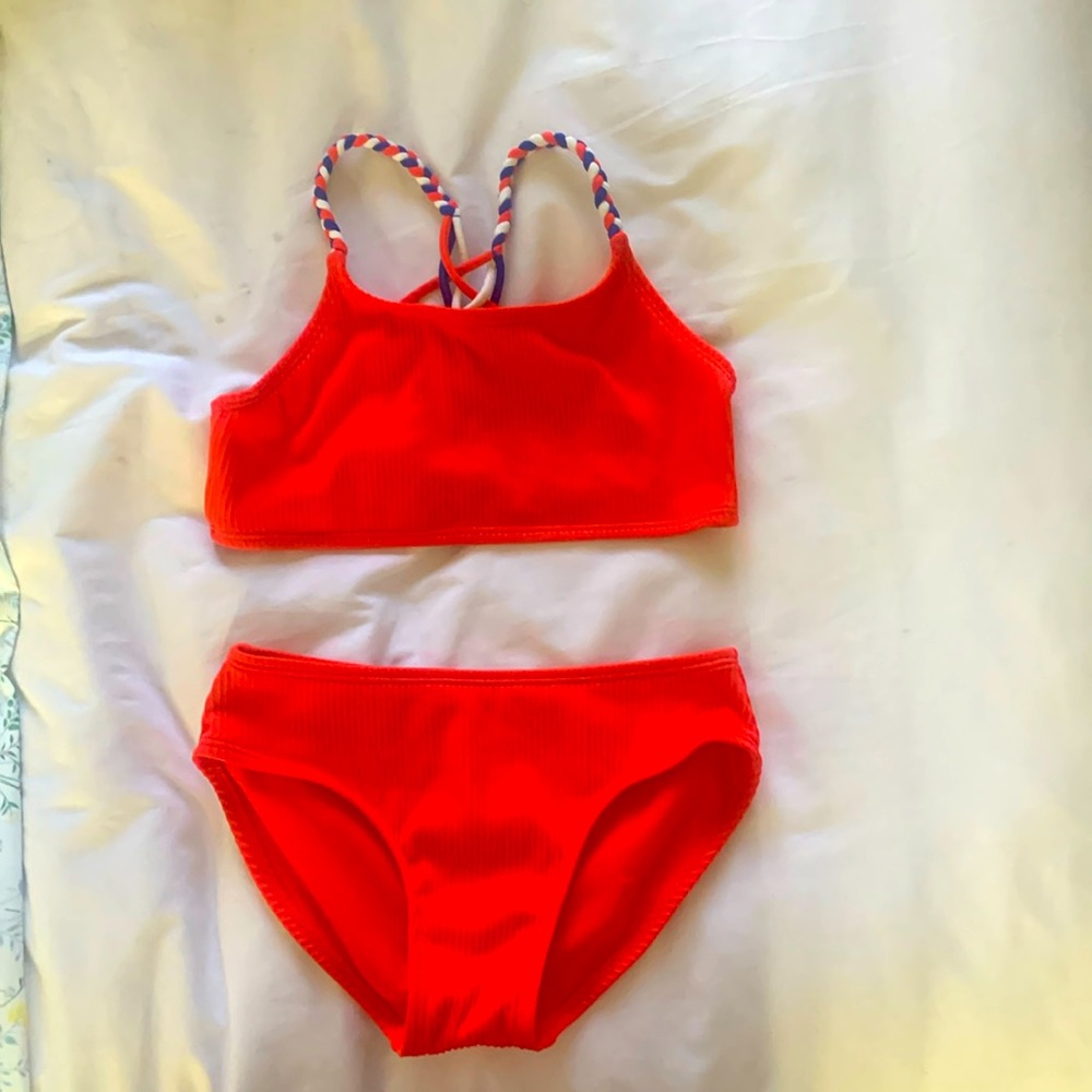 Target two piece suit- red, white, & blue- size 7/8- straps cross in the back